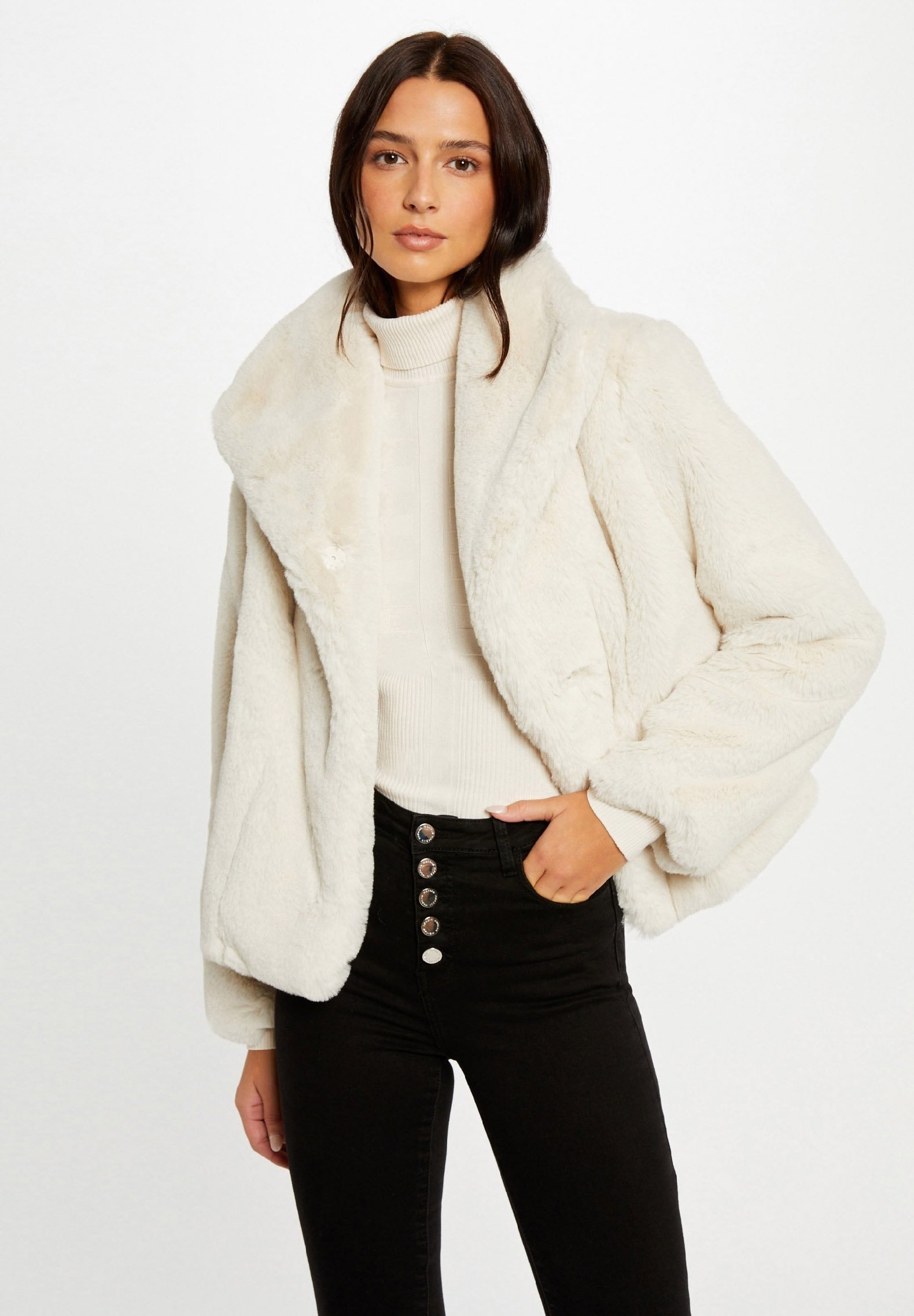 Jumping Bird Fascia Invernale In Maglia Per Donna – Fodera In Pile, Colore Bianco Crema, Taglia Unica Elastica
