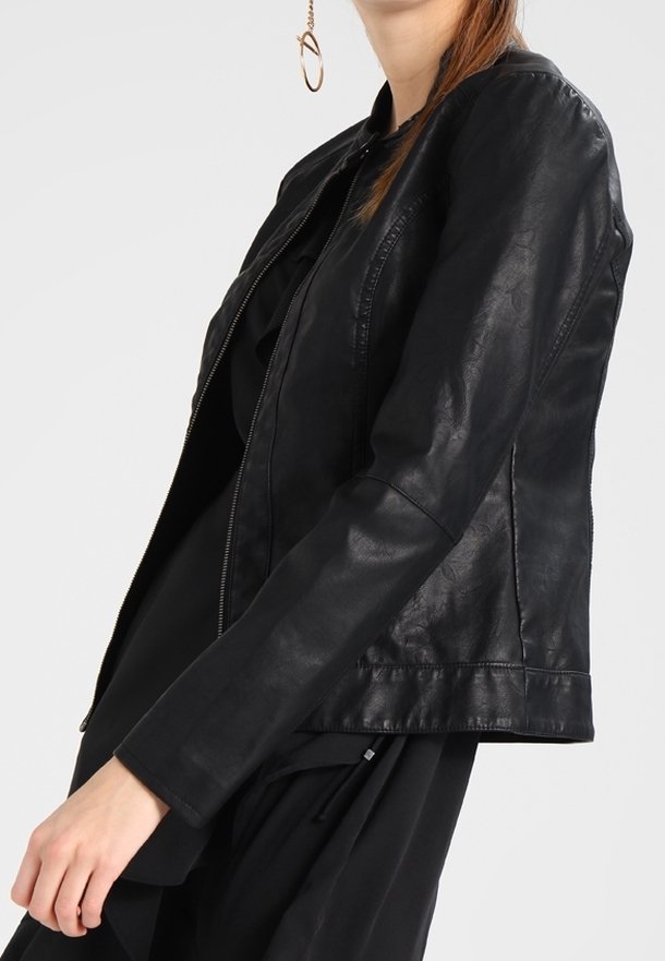 JDY Veste en similicuir - black