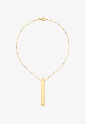 Collier en or avec un pendentif rectangulaire lisse sur une chaîne délicate, doté d'un fermoir mousqueton efficace pour une fermeture sécurisée.
