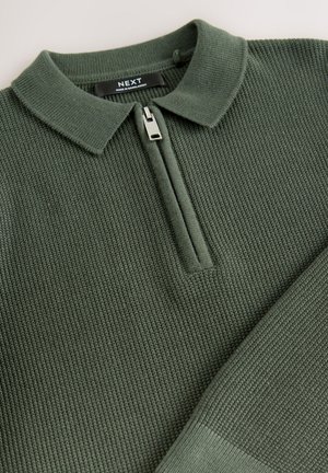 Next REGULAR FIT - LONG SLEEVE ZIP NECK  - Bluză cu mânecă lungă - green