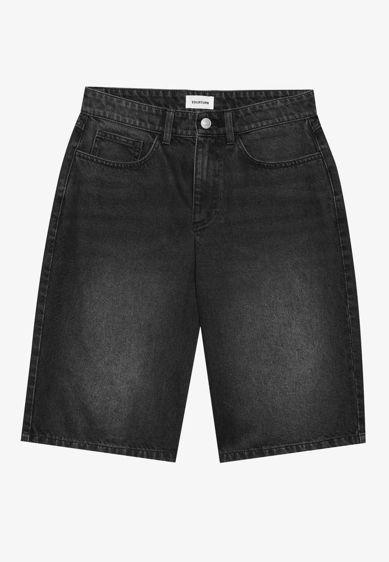 YOURTURN Short en jean denim noir