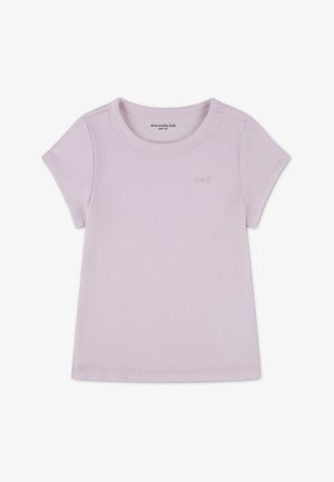 Šviesiai rožinė trumpomis rankovėmis kūdikio marškinėliai su ribbingo audinio, apvalia iškirpte ir mažu logotipu ant krūtinės. Minkšta, tampri medžiaga su paprastu dizainu.