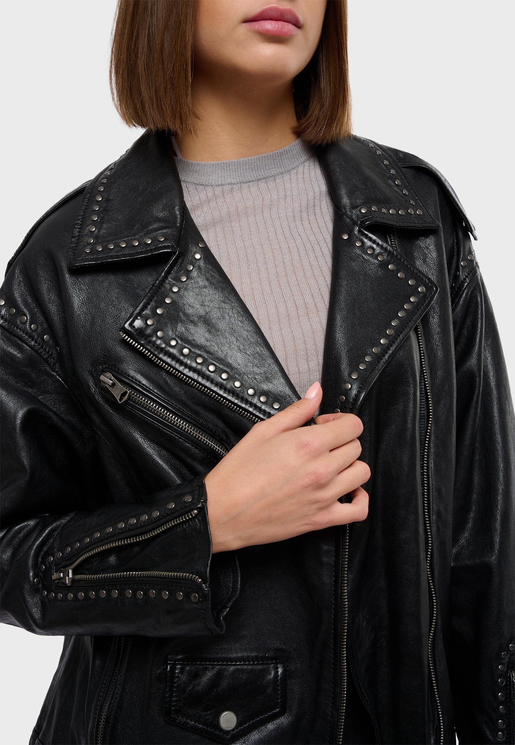 Oakwood LOULOU - Leather jacket - black - Zalando