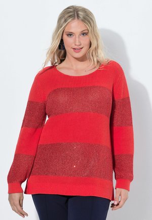 SEQUINED CHUNKY STRIPE LONG SLEEVE  - Stickad tröja - red