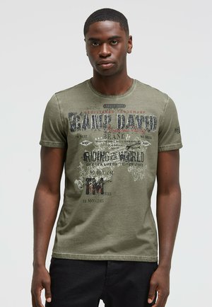 IM USED LOOK MIT CRACK PRINTS - Print T-shirt - vintage khaki