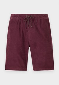 Bordeaux corduroy shorts met een elastische tailleband en trekkoord. Heeft een verticale ribbelstructuur en een standaardlengte.