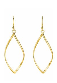 Pendientes dorados elegantes con forma de gota, que presentan un acabado suave y un gancho delicado para un uso seguro.