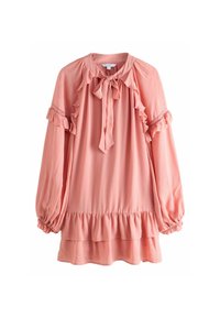 Next - REGULAR FIT - TIE NECK RUFFLE LONG SLEEVE  - Day dress - rose pink Thumbnail Image 1