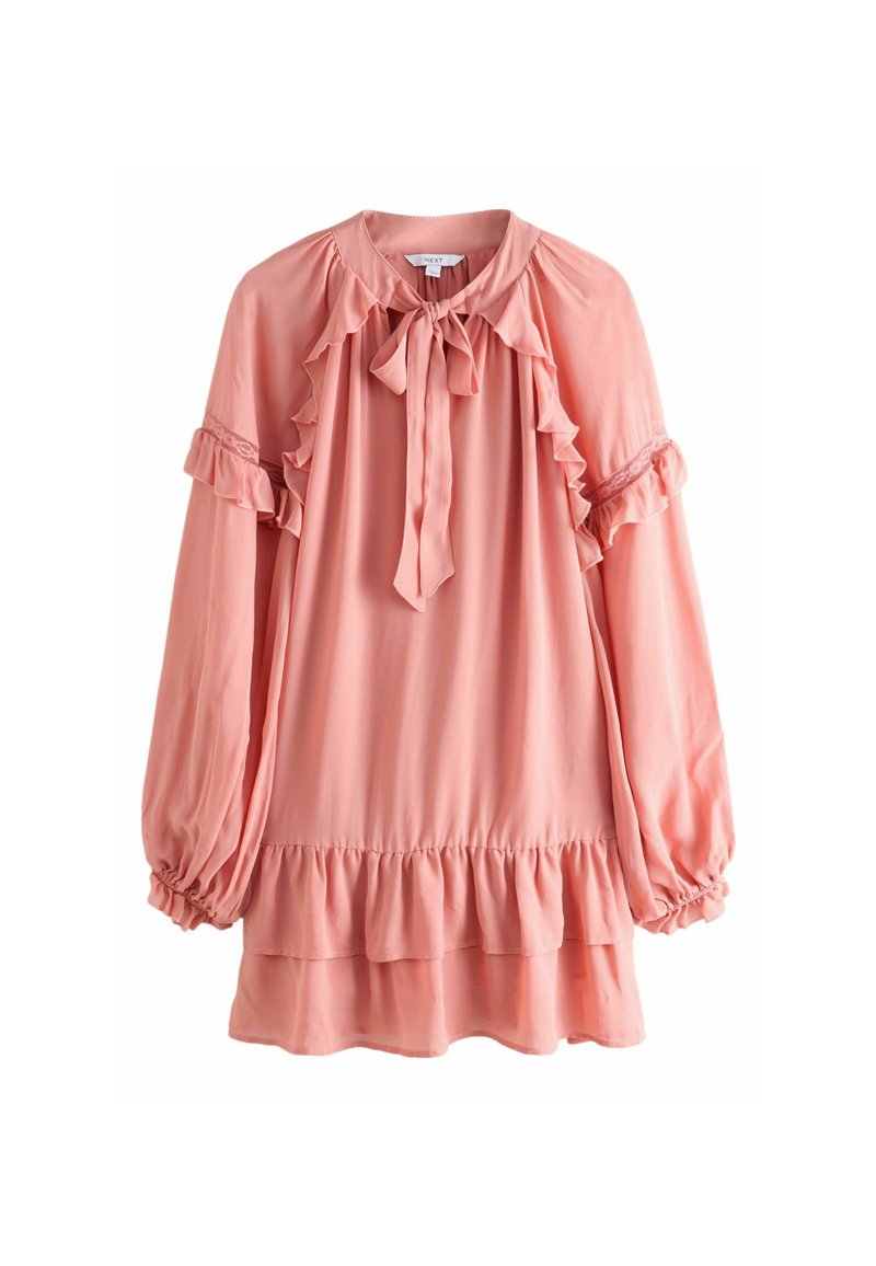 Next - REGULAR FIT - TIE NECK RUFFLE LONG SLEEVE  - Day dress - rose pink, Enlarge