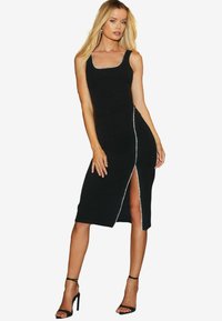 Lipsy SQUARE NECK DIAMONTE TRIM MIDI - Vapaa-ajan mekko - black