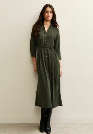 LONG SLEEVE MIDI - Vestido camisero - khaki