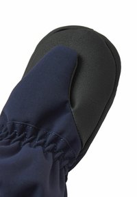 Marineblaue Stoffhandschuhe mit einer strukturierten, schwarzen Gummisohle und einem gerafften Bündchen. Verfügt über ein glattes, flaches Fingerdesign für Geschicklichkeit.