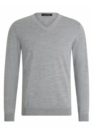Basic V-Neck - Strickpullover - light greymel
