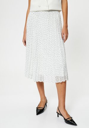 Koton HIGH RISE POLKA DOTTED MIDI - Falda plisada - white