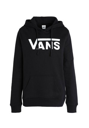 Felpa con cappuccio nera realizzata in morbido tessuto, con il logo bianco "VANS" stampato sul petto, tasca anteriore e polsini a coste.