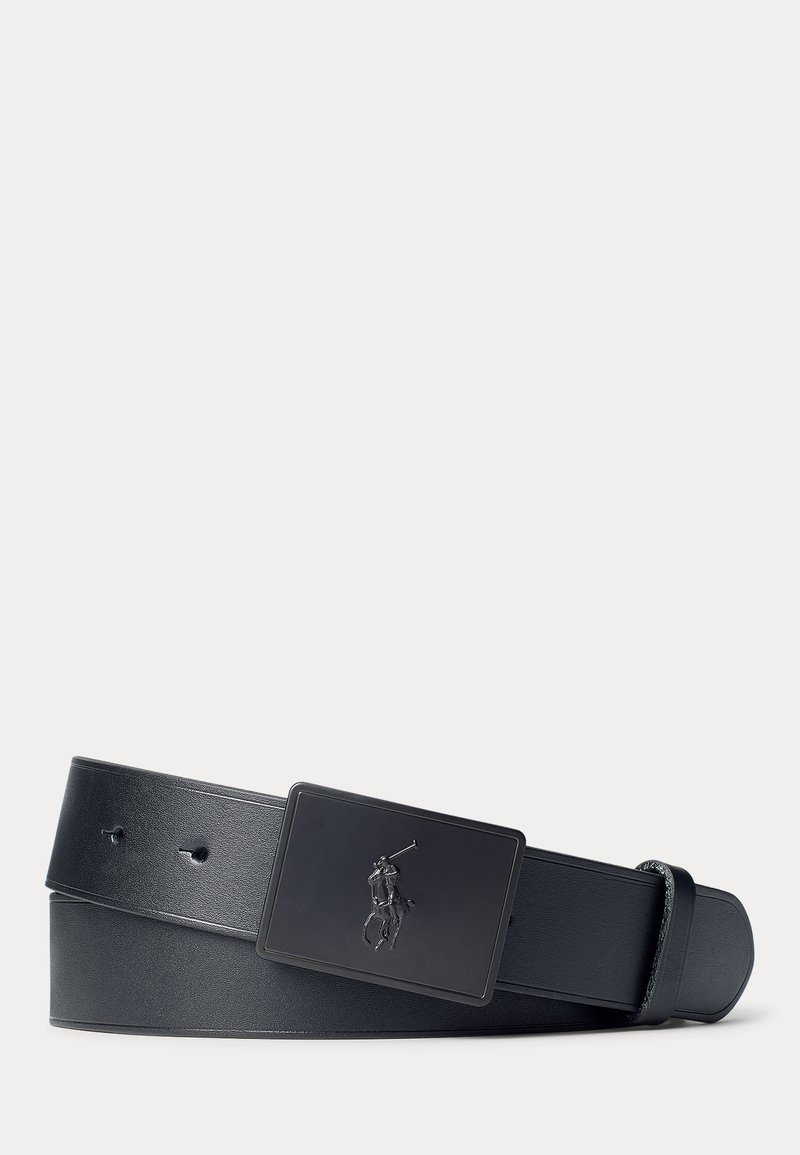 Polo Ralph Lauren PONY PLAQUE LEATHER BELT - Cintura - black/matte black