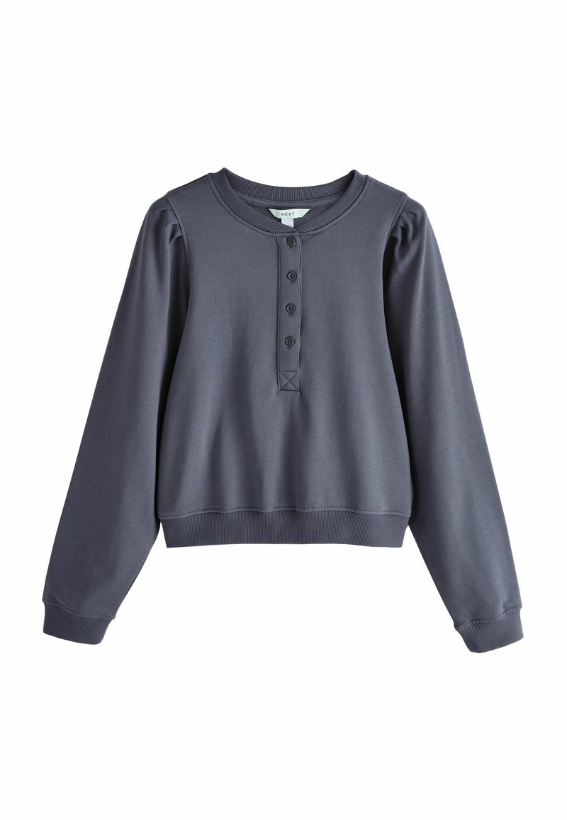 Acheter Bleu clair - Sweat Henley délavé à col boutonné et à manches longues Sweat graphique 100% coton from Next Belgium