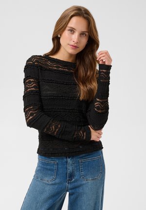 Kaffe, KAANNE LS MESH T-SHIRT - Blouse - black deep