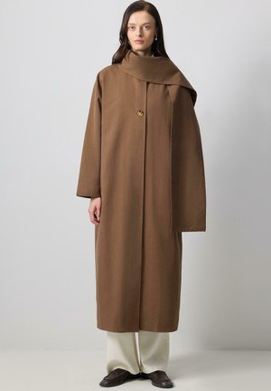 ŞAL DETAYLI - Trench - kahverengi