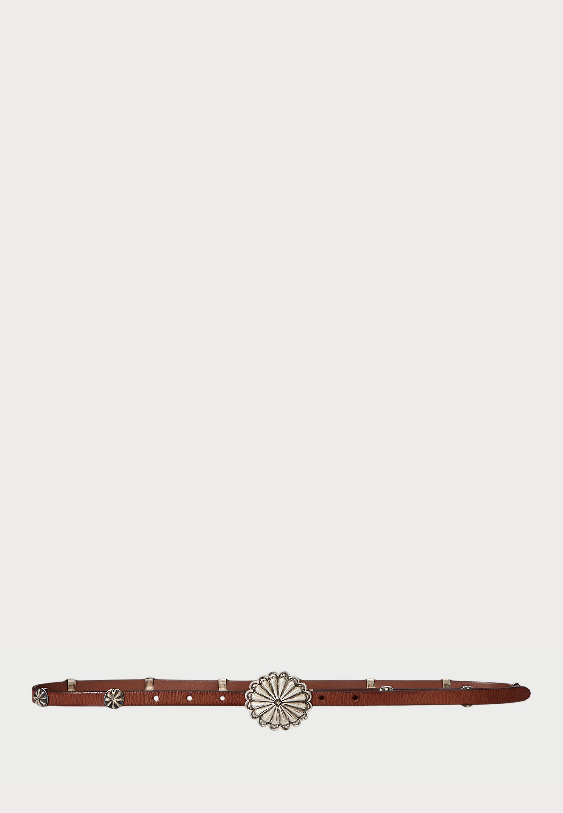Lauren Ralph Lauren Brown Leather Belt with Silver Conchos Lauren Ralph Lauren Women main image 2