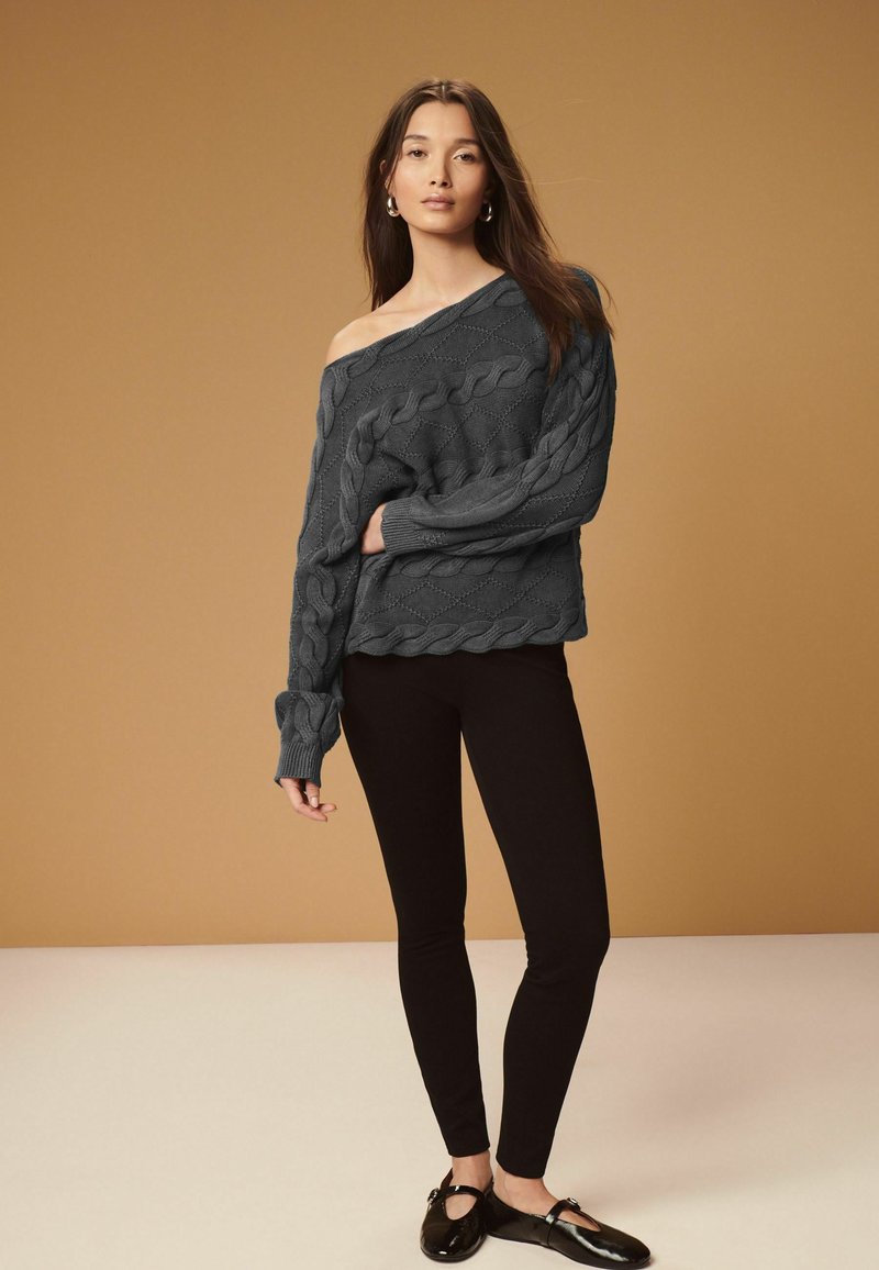 Next CABLE OFF THE SHOULDER  - Džemper - charcoal grey