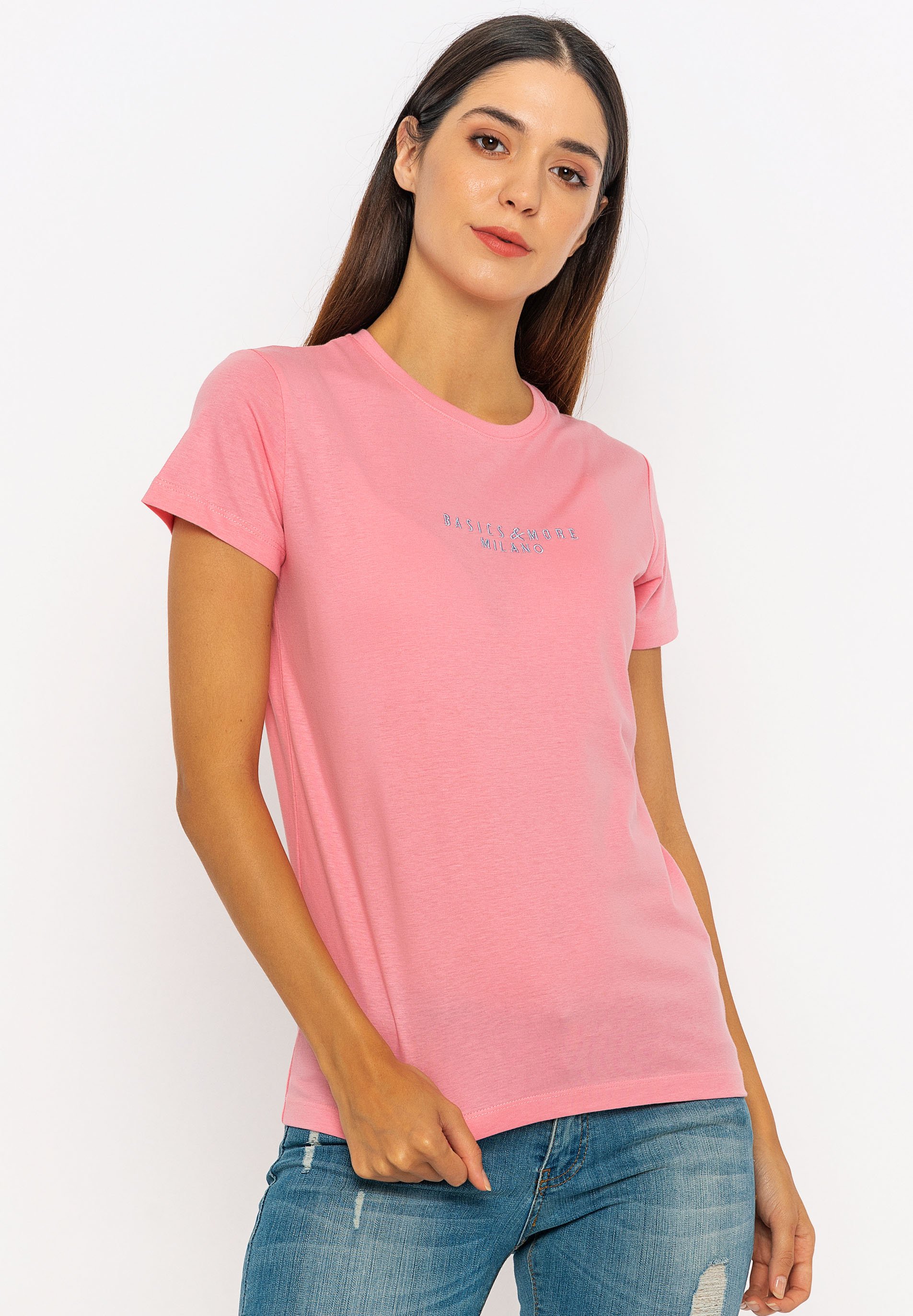 Basics and More Print T-shirt - pink 