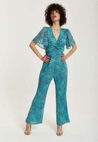 Liquorish ANIMAL PRINT KNOT FRONT  - Jumpsuit - blue