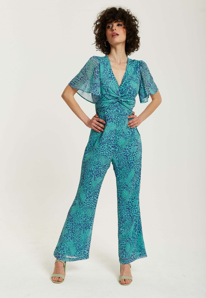 Liquorish ANIMAL PRINT KNOT FRONT  - Jumpsuit - blue