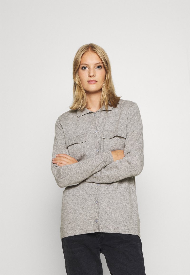 Davida Cashmere CLASSIC POCKET Cardigan Light Grey grigio Chiaro 