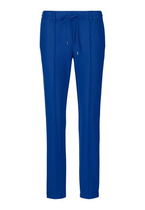 Blauwe sportbroek met een elastische tailleband, trekkoord en twee voornaden. Gemaakt van een gladde stof met een slim fit.