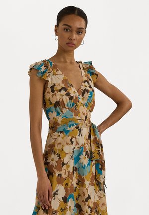 Lauren Ralph Lauren Petite FLORAL BELTED CRINKLE GEORGETTE DRESS - Vapaa-ajan mekko - cream/multi
