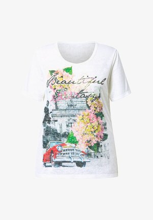 MIAMODA, KOMFORT FIT STADT-MOTIV SCHRIFTZUG - Camiseta estampada - snow white