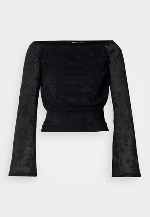 Gina Tricot OFF SHOULDER - Camiseta estampada - black