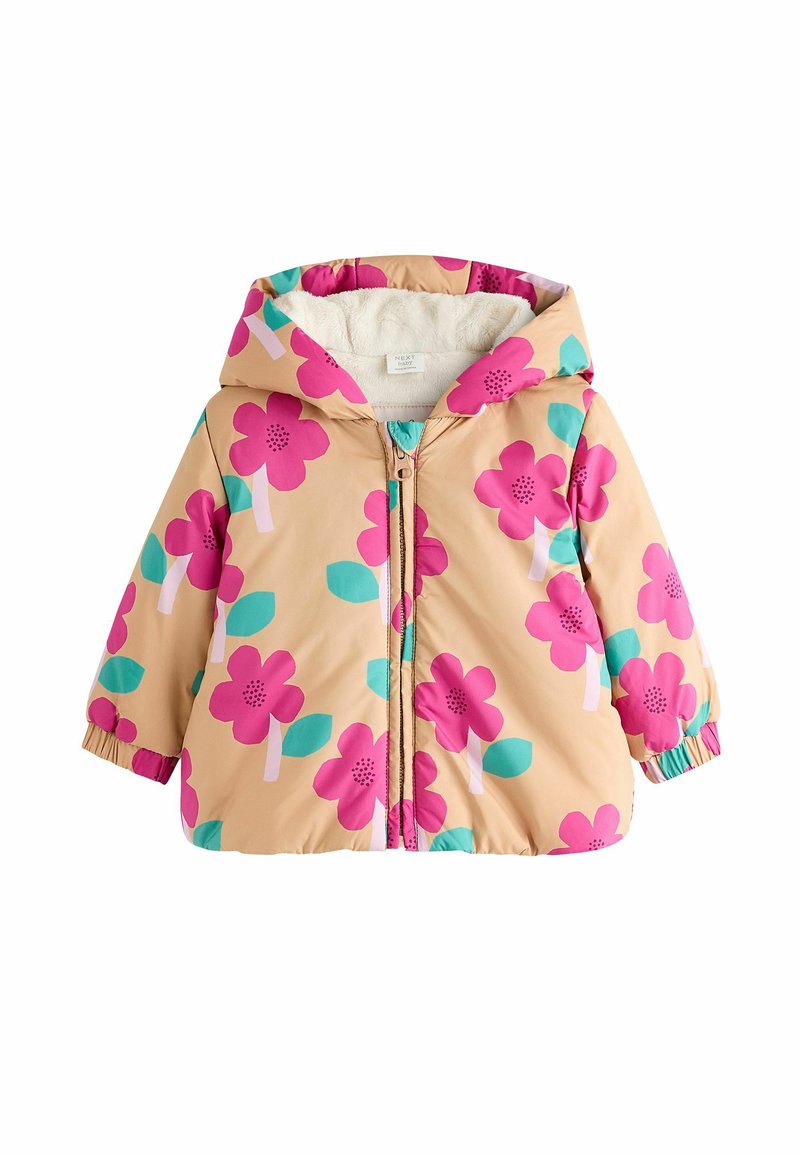 Next HOODED PUFFER - REGULAR FIT  - Abrigo de invierno - ochre yellow  pink floral