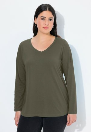 LANGARM BASIC & V-AUSSCHNITT - Strickpullover - olive gray
