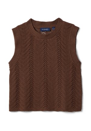 PIOMBO, BROWN REGULAR-FIT GILET WITH OPENWORK DESIGN - Top - chocolate brown