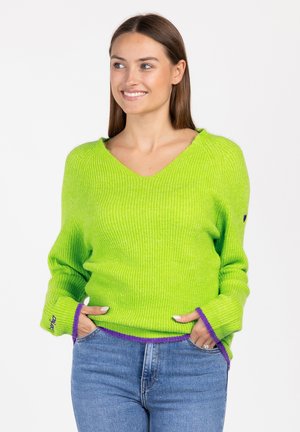 PULLOVER WKN CARO V-NECK - Strickpullover - kiwi
