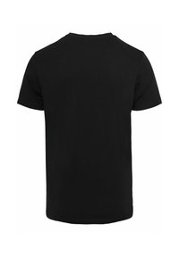Sort kortærmet T-shirt med rund hals, lavet af bomuldsstof, med et enkelt, sømløst design uden logoer eller mønstre.