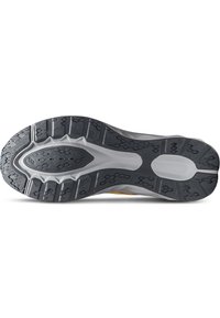 Svart gummisula med ett texturerat mönster. Innehåller hexagonala mönster för grepp, upphöjda räfflor och en framträdande oval mittdetalj.