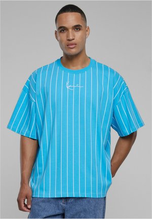 SMALL SIGNATURE BOXY HEAVY  PINSTRIPE - T-shirt imprimé - cyan blue
