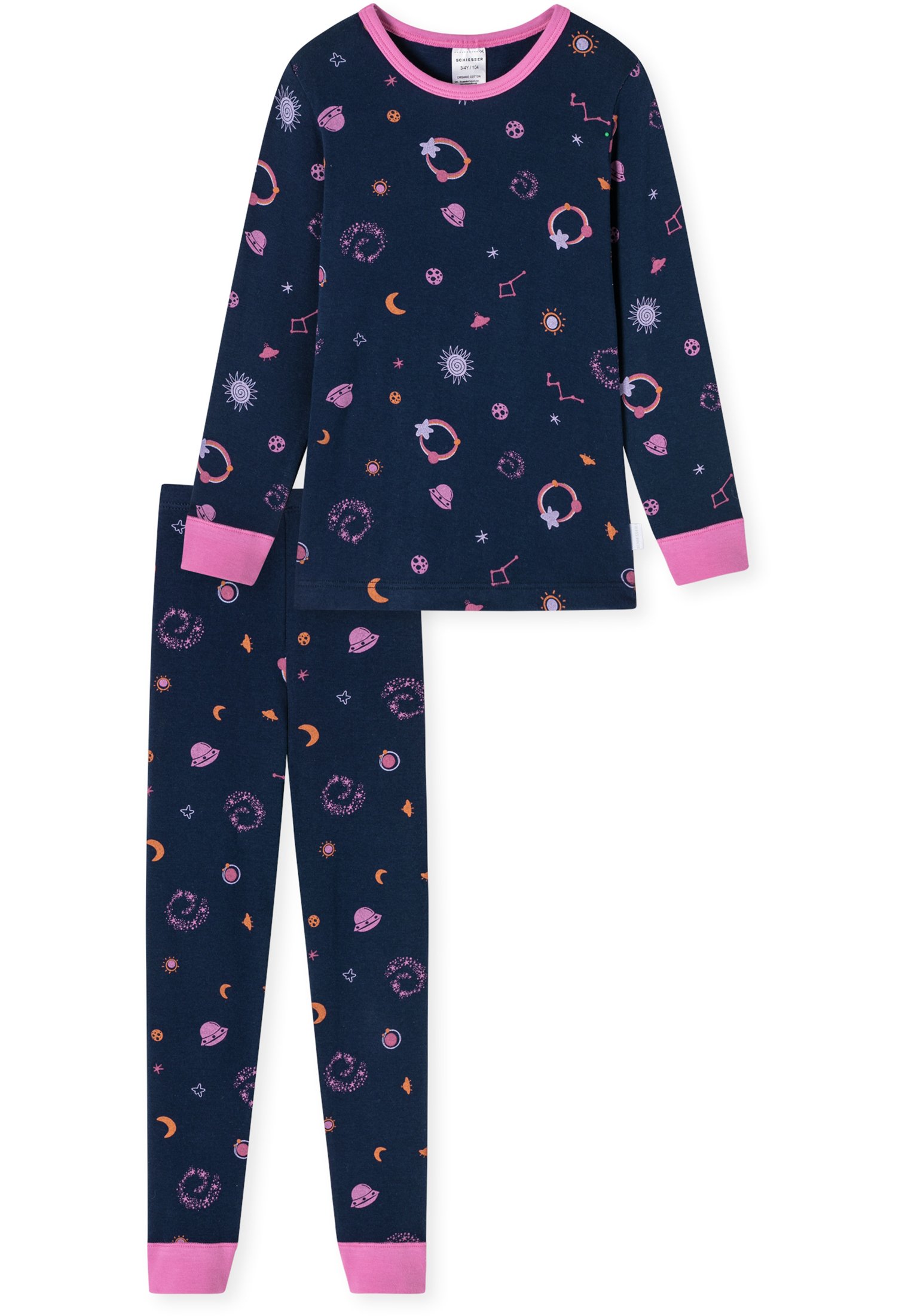 Schiesser Mädchen Pyjama Set - 100% Bio Baumwolle Langarm