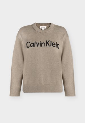 Calvin Klein Jeans, CONTRAST LOGO SWEATER - Neule - shiitake melange