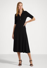 Lauren Ralph Lauren COTTON BLEND POLO DRESS - Džemperkleita - black