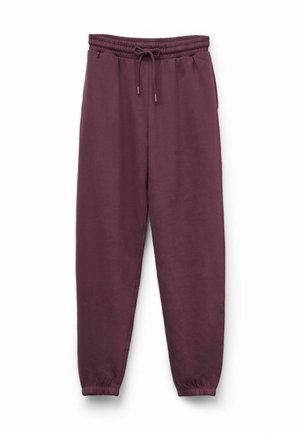 Bordowe dresy z elastycznym pasem i sznurkiem, z tapered cuffs i gładką, miękką fakturą.