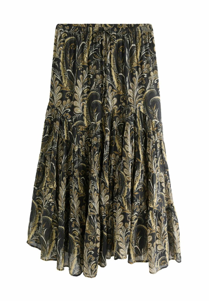 Next REGULAR FIT-BOHO TIERED MIDI - A-linjainen hame - black green