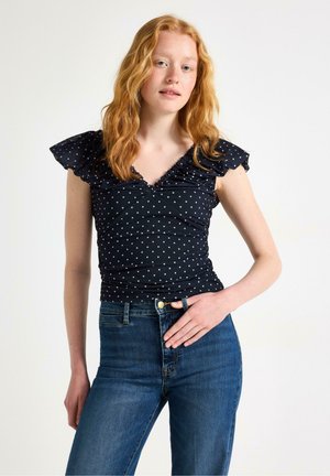 Lindex, LINDEX TOP IN MESH LINDEX - Bluse - navy