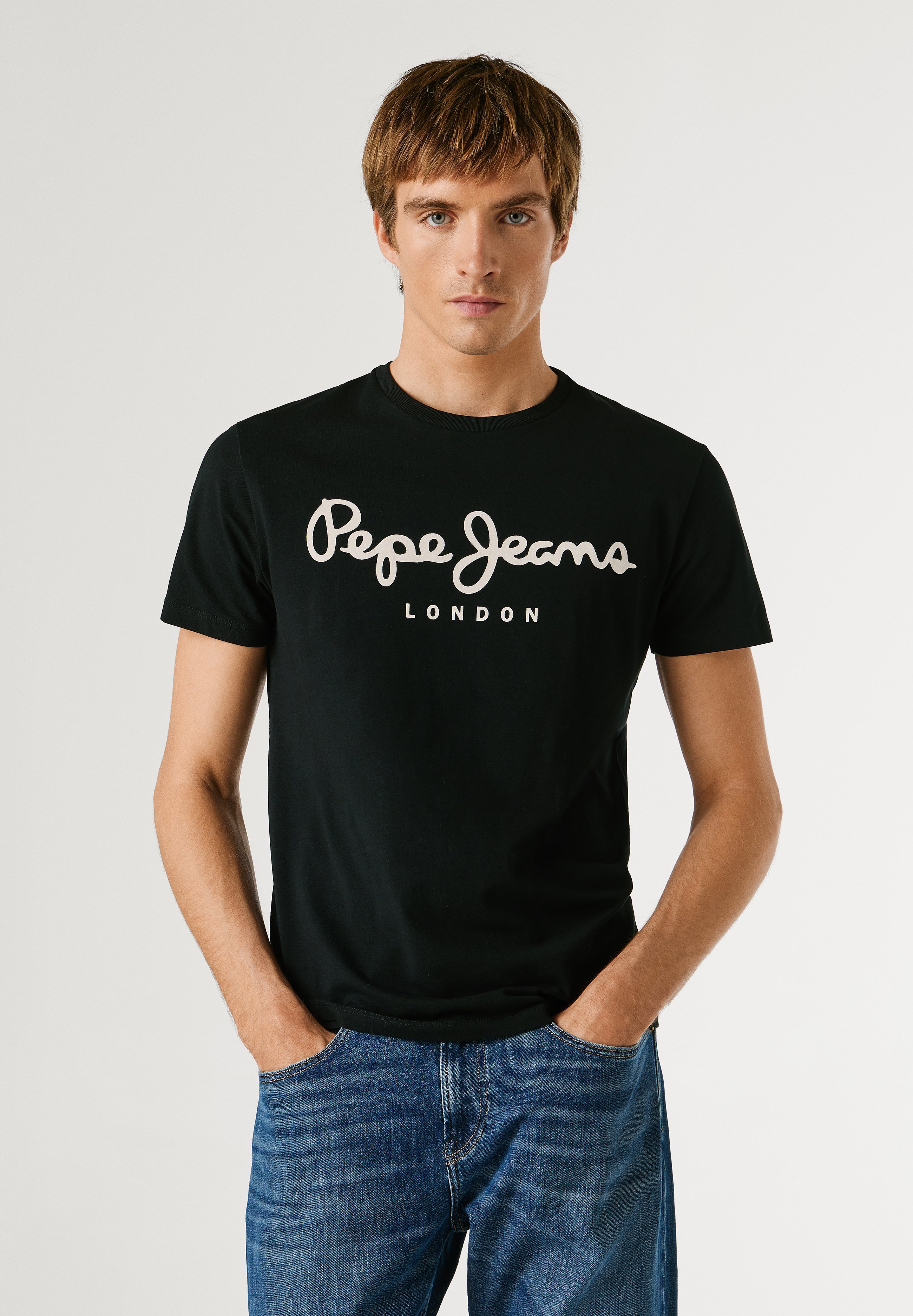 Pepe Jeans ORIGINAL STRETCH - T-shirt estampada - black/preto