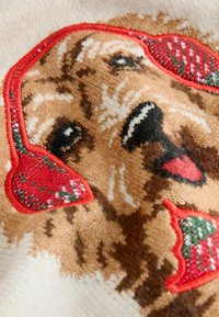 Džemperis - cream tartan dog graphic
