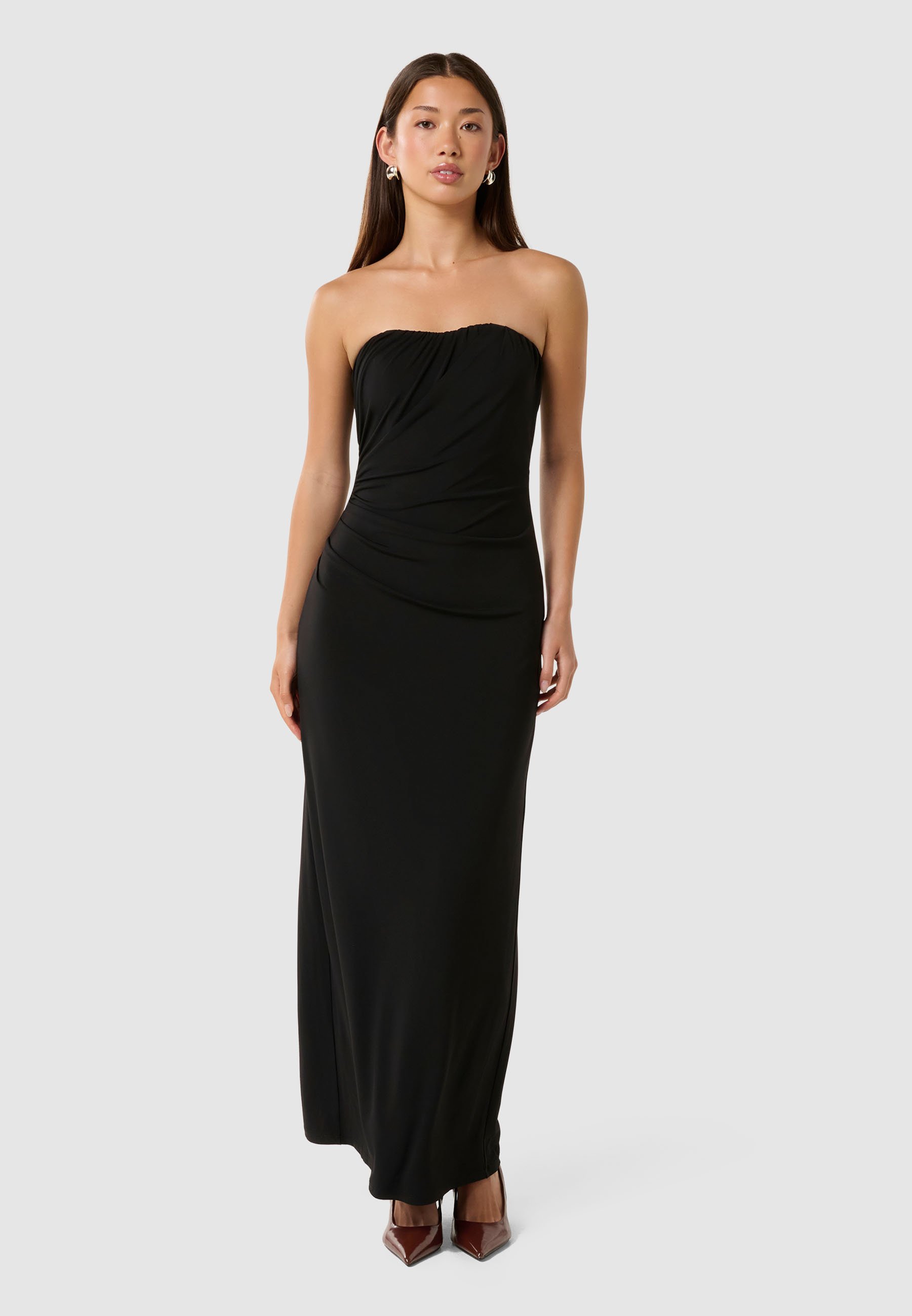princess polly baby blue dress Forever New FREESIA RUCHED COLUMN DRESS - Cocktail dress / Party dress -  black