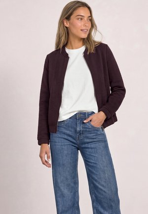 Street One, LIGHTWEIGHT STRUCTURED SWEATSHIRT JACKET WITH A ZIPPER - Sweat zippé - berry plum